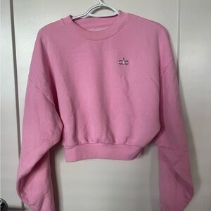 ALO Yoga Pink Women's Cropped Sweatshirt, rare sweet pink